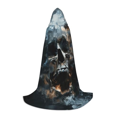 WCXTHGFA Halloween-Kostüm mit Horror-Geister-Schädel-Druck, mittelalterlicher Umhang mit bequemer Kapuze, für Cosplay, Partys und mehr von WCXTHGFA