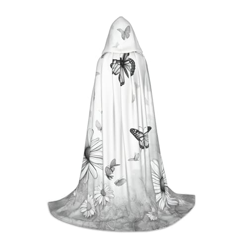 WCXTHGFA Halloween-Kostüm mit Schmetterlings-Gänseblümchen-Druck, mittelalterlicher Umhang mit bequemer Kapuze, für Cosplay, Partys und mehr WCXTHGFA Halloween-Kostüm mit Schmetterlings-Gänseblümchen-Druck, mittelalterlicher Umhang mit bequemer Kapuze, für Cosplay, Partys und mehr von WCXTHGFA