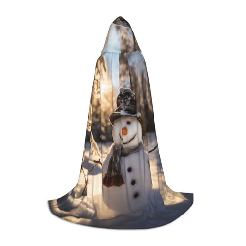 WCXTHGFA Halloween-Kostüm mit Schneemann-Druck, mittelalterlicher Umhang mit bequemer Kapuze, für Cosplay, Partys und mehr von WCXTHGFA