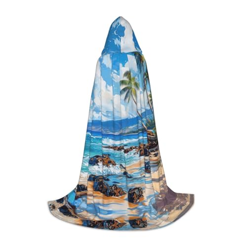 WCXTHGFA Hawaii-Strand-Druck, Halloween-Kostüm, mittelalterlicher Umhang mit bequemer Kapuze, für Cosplay, Partys und mehr WCXTHGFA Hawaii-Strand-Druck, Halloween-Kostüm, mittelalterlicher Umhang mit bequemer Kapuze, für Cosplay, Partys und mehr von WCXTHGFA