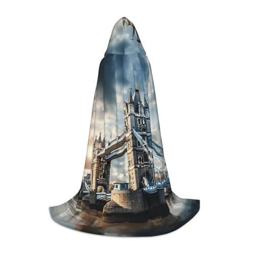 WCXTHGFA Historisches Halloween-Kostüm, Motiv: Old Tower Bridge, London, mittelalterlicher Umhang mit bequemer Kapuze, für Cosplay, Partys und mehr WCXTHGFA Historisches Halloween-Kostüm, Motiv: Old Tower Bridge, London, mittelalterlicher Umhang mit bequemer Kapuze, für Cosplay, Partys und mehr von WCXTHGFA