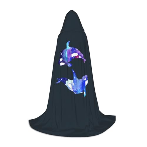 WCXTHGFA Orca-Killer-Wal-Druck, Halloween-Kostüm, mittelalterlicher Umhang mit bequemer Kapuze, für Cosplay, Partys und mehr WCXTHGFA Orca-Killer-Wal-Druck, Halloween-Kostüm, mittelalterlicher Umhang mit bequemer Kapuze, für Cosplay, Partys und mehr von WCXTHGFA
