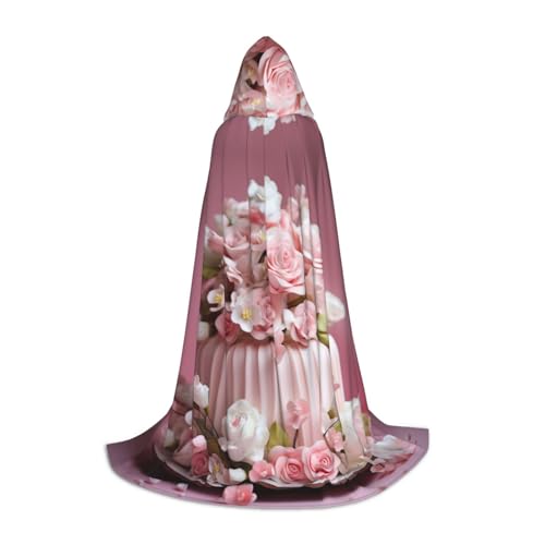 WCXTHGFA Schönes Halloween-Kostüm mit Blumenmuster, mittelalterlicher Umhang mit bequemer Kapuze, für Cosplay, Partys und mehr von WCXTHGFA
