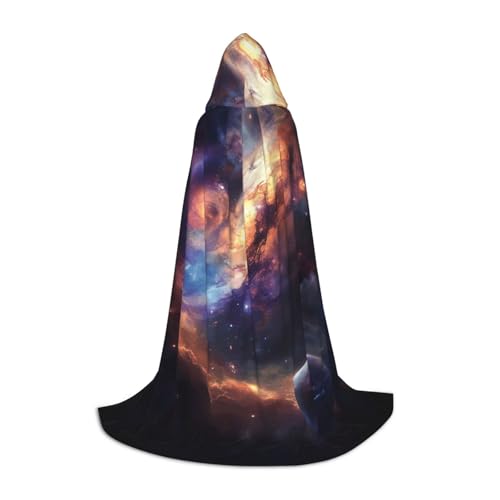 WCXTHGFA Sonnensystem-Druck, Halloween-Kostüm, mittelalterlicher Umhang mit bequemer Kapuze, für Cosplay, Partys und mehr von WCXTHGFA
