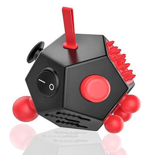 WCZCBOYA 12-seitiges Würfel-Spielzeug, Fidget-Dodekagon-Spielzeug, lindert Stress, Autismus, Angst, Depression, für Kinder und Erwachsene (rot, normal A4) von WCZCBOYA