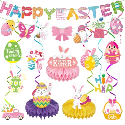 WD&CD Wiederverwendbare Osterdeko Banner, Osterhase & Ostereier Deko Ostern Deko - Ostergirlande, Osterhasen, Ostereier zum Aufhängen WD&CD Wiederverwendbare Osterdeko Banner, Osterhase & Ostereier Deko Ostern Deko - Ostergirlande, Osterhasen, Ostereier zum Aufhängen von WD&CD