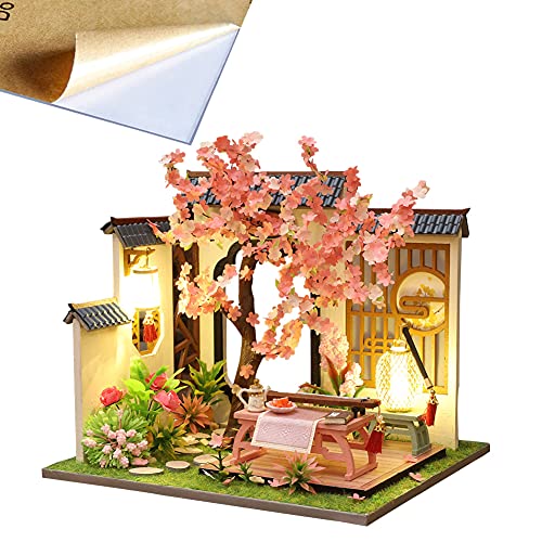 4 Sets chinesische Kunst Landhausmodelle 3D Holz Miniatur Puppenhaus Kits Klassische Architektur DIY Geburtstag Prensent (Zither Room) von WDC