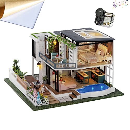 WonDerfulC 3D Holz Miniatur Puppenhaus Möbel Kit DIY Zusammenbau Moderne Grünpflanzen Garten Modell Gebäude Haus 1:24 Maßstab mit Staubschutz Neujahr Geschenk, a086, Mehrfarbig WonDerfulC 3D Holz Miniatur Puppenhaus Möbel Kit DIY Zusammenbau Moderne Grünpflanzen Garten Modell Gebäude Haus 1:24 Maßstab mit Staubschutz Neujahr Geschenk, a086, Mehrfarbig von WDC