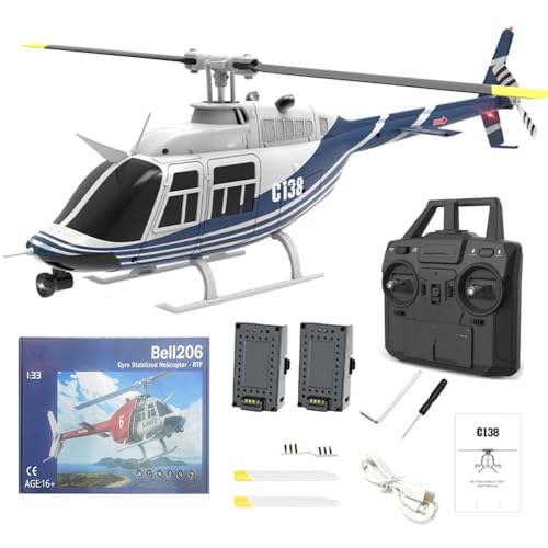 WDDSPSH RC-Hubschrauber für Anfänger 2.4G 6CH Single Rotor ohne Querruder Militär Hubschrauber mit EIN-Tasten-Start und Landung Funktion Optische Flusspositionierung (Blau) von WDDSPSH