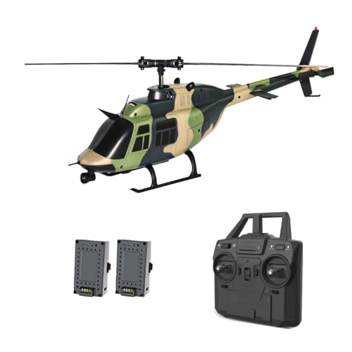 WDDSPSH RC-Hubschrauber für Anfänger 2.4G 6CH Single Rotor ohne Querruder Militär Hubschrauber mit EIN-Tasten-Start und Landung Funktion Optische Flusspositionierung (Grün) von WDDSPSH
