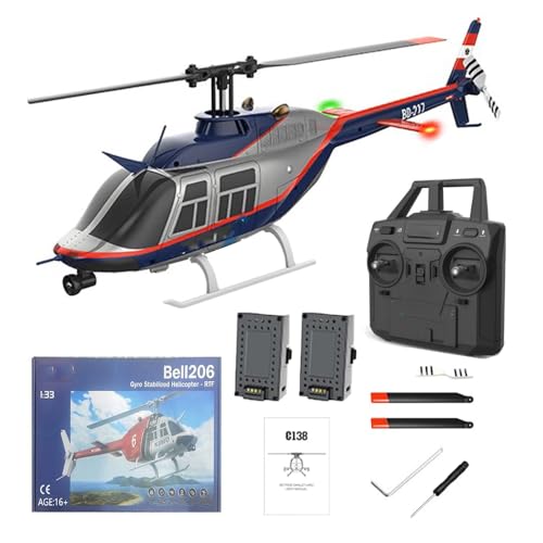 WDDSPSH RC-Hubschrauber für Anfänger 2.4G 6CH Single Rotor ohne Querruder Militär Hubschrauber mit EIN-Tasten-Start und Landung Funktion Optische Flusspositionierung (Polizeifarbe) von WDDSPSH