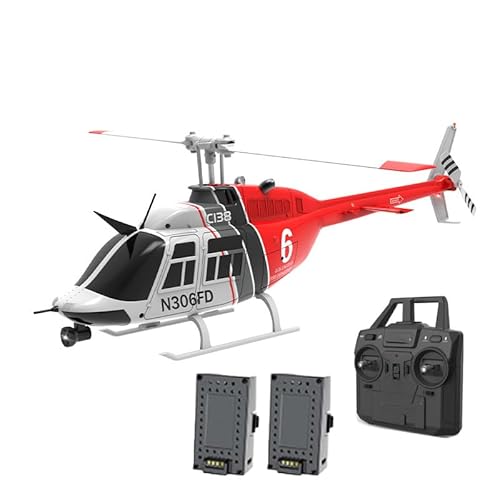 WDDSPSH RC-Hubschrauber für Anfänger 2.4G 6CH Single Rotor ohne Querruder Militär Hubschrauber mit EIN-Tasten-Start und Landung Funktion Optische Flusspositionierung (Rot) von WDDSPSH