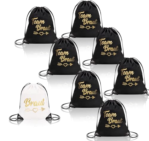 WDFCN 8 Stück turnbeutel team braut jga beutel set team bride beutel set mit Kordelzug Weiß Bride Rucksack 7 Schwarz rucksack jga damen 34 * 42cm für Junggesellenabschied Braut Party WDFCN 8 Stück turnbeutel team braut jga beutel set team bride beutel set mit Kordelzug Weiß Bride Rucksack 7 Schwarz rucksack jga damen 34 * 42cm für Junggesellenabschied Braut Party von WDFCN
