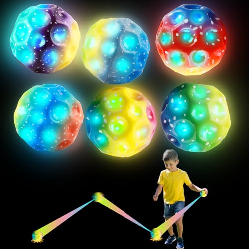 WDJLNZB 6 Stück Astro Jump Ball, Leuchtender Moon Ball, Hohe Springender Gummiball, Bounce Ball Moon Spaceball Super High Bouncing Bounciest, Moon Ball Super High für Kinder Im Freien Party Gift von WDJLNZB