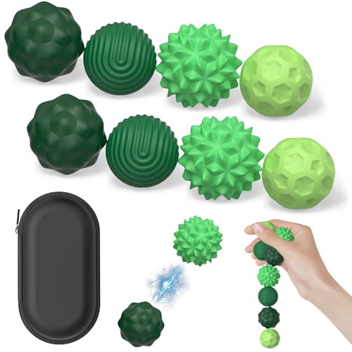 8 Stück Magnetische Sensorik Bälle, Anti-Stress Spielzeug aus Silikon, Tragbares Motorikspielzeug mit Multi-Textur, Fidget-Bälle Magnetspiel, Ideales Tisch-Magnetspiel für Familien & Partys (Grün) von WDJLNZB