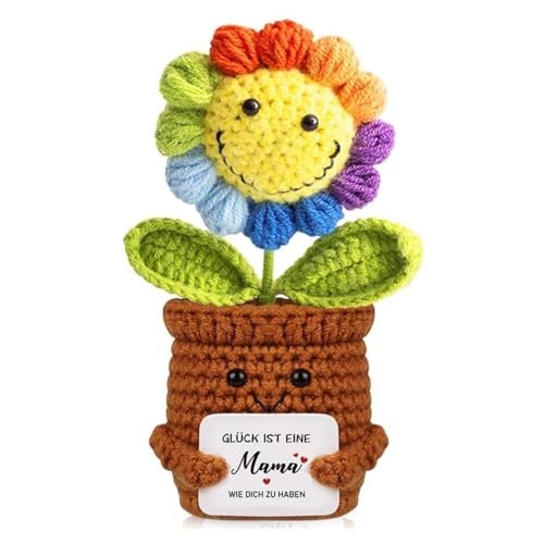 Beste Mama Geschenk Pocket Hug Positive Sonnenblume, Gestrickte Mehrfarbige Blumenpuppe Sonnenblumen mit Schlüsselanhänger & Grußkarte & Holz Schatzkiste, Glücksbringer Mutmacher Geschenk für Frauen Beste Mama Geschenk Pocket Hug Positive Sonnenblume, Gestrickte Mehrfarbige Blumenpuppe Sonnenblumen mit Schlüsselanhänger & Grußkarte & Holz Schatzkiste, Glücksbringer Mutmacher Geschenk für Frauen von WDJLNZB