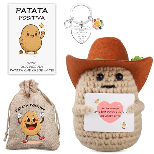 Italienische Positive Kartoffel mit Schlüsselanhänger, originelles und lustiges Geschenk, Pocket Hug Positive Kartoffeln Puppe, Positive Potato Plüschtier, Ermutigung zum Geburtstag für Freunde von WDJLNZB