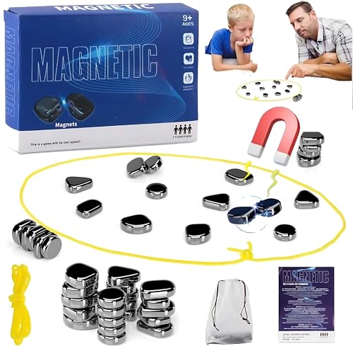 Magnetisches Schachspiel, Schachbrett Magnetisch, Tisch Magnetspiel mit Magnetischer Wirkung, Puzzle Magnetische Checkers Spiel, Reisen Tragbares Schachbrett-Party Magnet Spiel für Familientreffen von WDJLNZB
