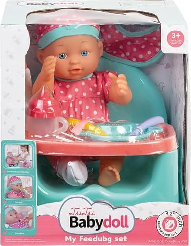 Babypuppe mit Hochstuhl und Zubehör 30 cm von WDK Partner