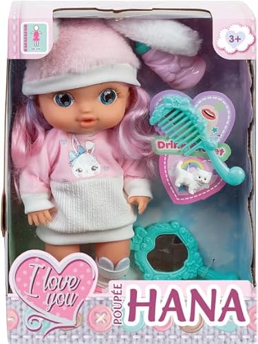 Hana Spielpuppe mit rosa Haaren, Flasche und Zubehör, 3+ Jahre Hana Spielpuppe mit rosa Haaren, Flasche und Zubehör, 3+ Jahre von WDK Partner