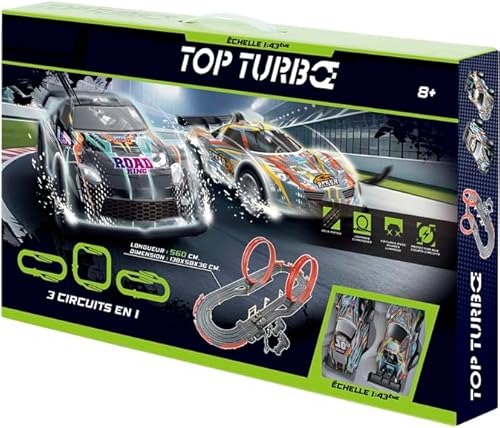 Top Turbo Rennbahn Set, 560 cm Streckenlänge, 2 Loopings, Maßstab 1:43, mit Rennfahrzeugen Top Turbo Rennbahn Set, 560 cm Streckenlänge, 2 Loopings, Maßstab 1:43, mit Rennfahrzeugen von WDK Partner