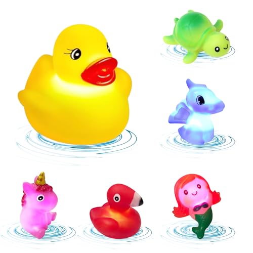Badespielzeug Baby, 6 Stück LED Badewannenspielzeug Baby mit Leuchtet Sensorik, Wasserspielzeug Kinder Pool Spielzeug, Bath Toys Badewanne Spielzeug Kinder, Geschenke für Jungen und Mädchen Badespielzeug Baby, 6 Stück LED Badewannenspielzeug Baby mit Leuchtet Sensorik, Wasserspielzeug Kinder Pool Spielzeug, Bath Toys Badewanne Spielzeug Kinder, Geschenke für Jungen und Mädchen von WDKXCN