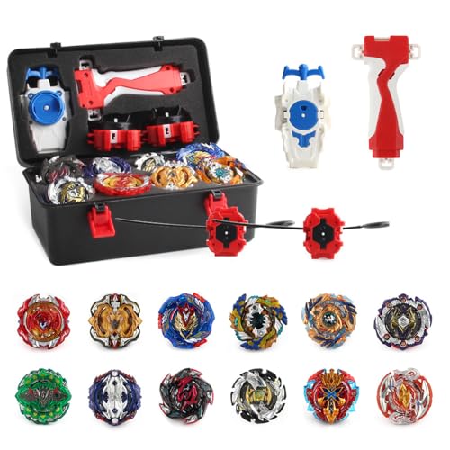 Bey Burst Turbo Blade Set, 12 WDKXCN Stück Bey Kampfkreisel mit Kasten Metal Fusion und Launcher Griff, Bey-bla-de Starter Set, Bey Arena Blade Burst Turbo Set, Geschenk für Kinder Ab 6 Jahren Bey Burst Turbo Blade Set, 12 WDKXCN Stück Bey Kampfkreisel mit Kasten Metal Fusion und Launcher Griff, Bey-bla-de Starter Set, Bey Arena Blade Burst Turbo Set, Geschenk für Kinder Ab 6 Jahren von WDKXCN