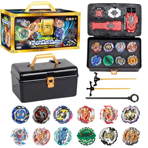 Burst Turbo Blade Kreisel Set, 12 In 1 Kampfkreisel Set, 4D Bey Metal Fusion Kreisel S-et mit 3 Burst Launcher, Griff und Koffer, Bur-st Krei-sel Battle S-et für Kinder Geburtstag/Weihnachten Geschenk Burst Turbo Blade Kreisel Set, 12 In 1 Kampfkreisel Set, 4D Bey Metal Fusion Kreisel S-et mit 3 Burst Launcher, Griff und Koffer, Bur-st Krei-sel Battle S-et für Kinder Geburtstag/Weihnachten Geschenk von WDKXCN