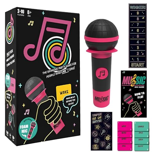 Grab That Mic Spiel, Grab The Mic Game, Familien Karaoke Spiel mit 125 Liedkarten, Spannendes Mikrofon Game for Musikliebhaber, Brettspiel, Partyspiel & Game Night for 2-10 Spieler von WDKXCN