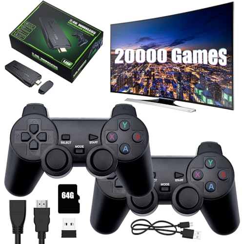 Retro Konsole Stick, WDKXCN Retrolink Stick, Game Stick, Retro Game Console mit Dual 2.4G Wireless-Controllern und 15000+ Integrierten Spielen, Spiele Stick für TV, HDMI-Ausgang,Plug&Play, 64G von WDKXCN