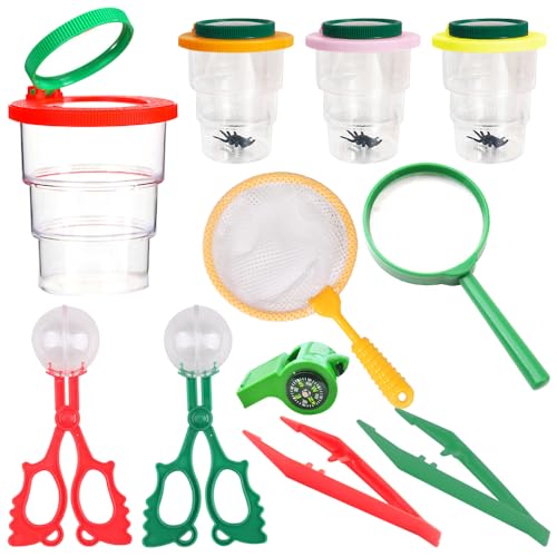 WDKXCN 11 Stück Becherlupe Set, Insekten Beobachtungsbox Insekt Viewer, Becherlupen für Kinder, Becherlupe, Lupenglas für Kinder, Insektenglas mit Lupe Kindermit Lupendose WDKXCN 11 Stück Becherlupe Set, Insekten Beobachtungsbox Insekt Viewer, Becherlupen für Kinder, Becherlupe, Lupenglas für Kinder, Insektenglas mit Lupe Kindermit Lupendose von WDKXCN
