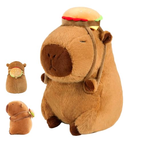 WDKXCN Capybara Kuscheltier, 25CM Capybara Plüschtier mit Tragbarer Hamburger Kopfbedeckung, Super Weiche Wasserschwein Kuscheltier, Niedlichen Kabibara Spielzeug Geschenk for Kinder WDKXCN Capybara Kuscheltier, 25CM Capybara Plüschtier mit Tragbarer Hamburger Kopfbedeckung, Super Weiche Wasserschwein Kuscheltier, Niedlichen Kabibara Spielzeug Geschenk for Kinder von WDKXCN