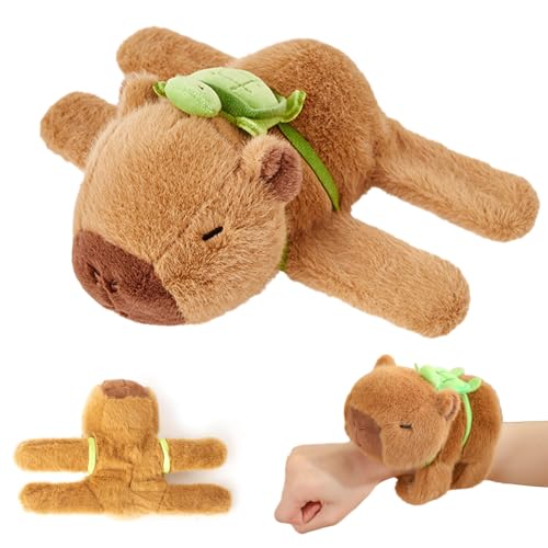 WDKXCN Capybara Schnapparmband Kinder, 20 cm Capybara Plüschtier Klatscharmband, Capybara Kuscheltier Schnapparmband, Capybara Slap Armband, Capybara Snap Bracelet für Jungen & Mädchen von WDKXCN