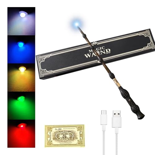 WDKXCN Elderstab Harry P-Otter, Zauberstab Dumbledore Mit 5 Farben Licht, USB Aufladung, Magic Stab in Geschenkbox Mit Stationsticket Und Kabel WDKXCN Elderstab Harry P-Otter, Zauberstab Dumbledore Mit 5 Farben Licht, USB Aufladung, Magic Stab in Geschenkbox Mit Stationsticket Und Kabel von WDKXCN
