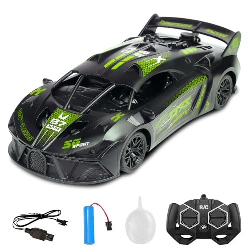 WDKXCN Ferngesteuertes Auto, 2.4G Remote Control Car, Rennauto Ferngesteuert, Rc Cars Spielzeug mit Fernbedienung, 1:18 Auto Spielzeug mit Fernbedienung mit Sprühfunktion, Aufladbarer Batterie(Grün) WDKXCN Ferngesteuertes Auto, 2.4G Remote Control Car, Rennauto Ferngesteuert, Rc Cars Spielzeug mit Fernbedienung, 1:18 Auto Spielzeug mit Fernbedienung mit Sprühfunktion, Aufladbarer Batterie(Grün) von WDKXCN