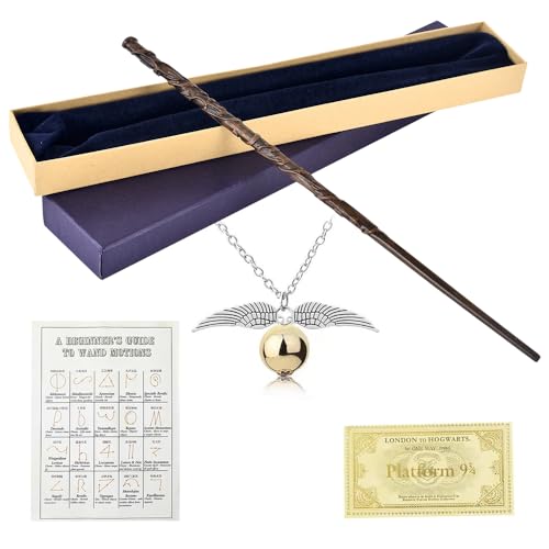 WDKXCN Hermine Zauberstab, Zauberstab Hermine Granger mit Stahlkern, 35CM Zauberstab Hermine aus Harz in Geschenkbox mit Zauberspruch-Karte, Stationsticket und Halskette WDKXCN Hermine Zauberstab, Zauberstab Hermine Granger mit Stahlkern, 35CM Zauberstab Hermine aus Harz in Geschenkbox mit Zauberspruch-Karte, Stationsticket und Halskette von WDKXCN