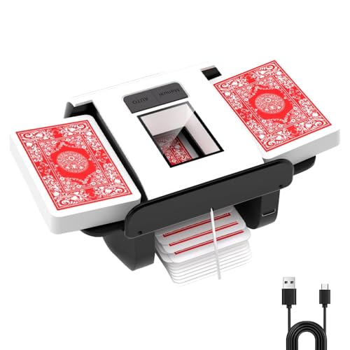 WDKXCN Kartenmischmaschine Elektrische, Automatischer Kartenmischer, Ultra Leise Card Shuffler, Kartenmischmaschine mit Auto und Manuellem Modus, Mischmaschine Karten für Poker,UNO, Blackjack von WDKXCN