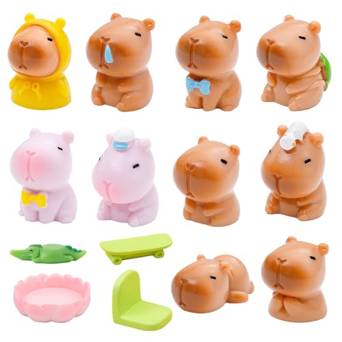 WDKXCN Mini Capybara,14 Pcs Wasserschwein Figuren aus Kunstharz, Silikon Capybara Tortendeko für Kinder Geburtstag Party, DIY Puppenhaus Desktop Dekoration, Schreibtisch WDKXCN Mini Capybara,14 Pcs Wasserschwein Figuren aus Kunstharz, Silikon Capybara Tortendeko für Kinder Geburtstag Party, DIY Puppenhaus Desktop Dekoration, Schreibtisch von WDKXCN