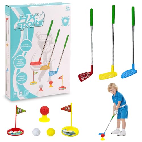 WDKXCN Minigolf Set Spielzeug für Kinder, 12Pcs Kinder Golfset, Minigolf für Zuhause mit 3 Einziehbare Golfschläger & Bälle, Indoor Outdoor Garten Sportspiel Geschenk für Jungen Mädchen WDKXCN Minigolf Set Spielzeug für Kinder, 12Pcs Kinder Golfset, Minigolf für Zuhause mit 3 Einziehbare Golfschläger & Bälle, Indoor Outdoor Garten Sportspiel Geschenk für Jungen Mädchen von WDKXCN