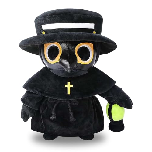 WDKXCN Pestarzt Plüschtier, 25Cm Luminous Plague Doctor Plush, Doktor Plüsch für Dekoration Von Ostern Kinder Und Erwachsene (Schwarz) von WDKXCN
