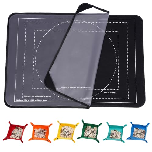 WDKXCN Puzzlebrett, 1000 Teile Faltbare Puzzlebretter und Aufbewahrung, Jigsaw Board mit Klarer Abdeckung und 6 Puzzle Sortiertabletts, Puzzlematten und Bretter, Puzzle-Zubehör Puzzle-Aufbewahrung WDKXCN Puzzlebrett, 1000 Teile Faltbare Puzzlebretter und Aufbewahrung, Jigsaw Board mit Klarer Abdeckung und 6 Puzzle Sortiertabletts, Puzzlematten und Bretter, Puzzle-Zubehör Puzzle-Aufbewahrung von WDKXCN