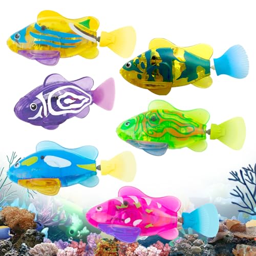 WDKXCN Robo Fish, 6 Stück Robo Fisch, Elektrische Fische mit Leuchtende, Roboter Fisch mit 2 Batterien, Robofisch Badewanne Spielzeug, Wiederverwendbare Schwimmende Fische für Kinder Haustiere WDKXCN Robo Fish, 6 Stück Robo Fisch, Elektrische Fische mit Leuchtende, Roboter Fisch mit 2 Batterien, Robofisch Badewanne Spielzeug, Wiederverwendbare Schwimmende Fische für Kinder Haustiere von WDKXCN