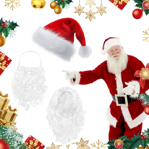 Weihnachtsmann Bart Perücke Mütze Set, WDKXCN Nikolaus Bart und Perücke, Santa Claus Perücke und Bart, Weiße Santa Beard Perücke Set, Nikolaus Perücke mit Bart und Mütze, Weihnachtsmann Kostüm Zubehör Weihnachtsmann Bart Perücke Mütze Set, WDKXCN Nikolaus Bart und Perücke, Santa Claus Perücke und Bart, Weiße Santa Beard Perücke Set, Nikolaus Perücke mit Bart und Mütze, Weihnachtsmann Kostüm Zubehör von WDKXCN