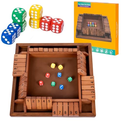 WDMJxar Shut The Box Würfelspiel, 2-4 Spieler Familie Holzbrett Tisch Mathe, 8 Würfel Klassische Tischspiele für Klassenzimmer, Zuhause, Party oder Kneipe (Retro) von WDMJxar
