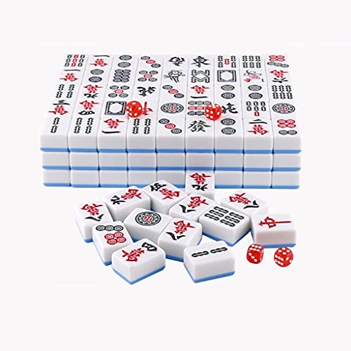 Chinesisches Mahjong-Haushaltsmahjong-Set mit weicher Tragetasche, 144 Blatt Melaminfliesen, tragbar, geeignet für Reisen und Familienspiele, klassisches Spiel (Farbe: A, Größe: 40#) von WDPP