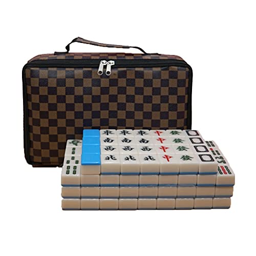 Chinesisches Mahjong-Mahjong-Set, Melaminmaterial, leicht zu lesendes Spielset, komplettes Reise-Mahjong-Familienspiel (Größe: 423121 mm) von WDPP