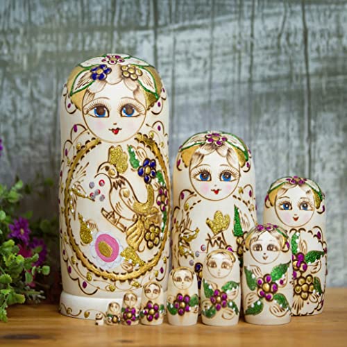 Russische Nesting-Puppen, 10 Stück, handgefertigt, Holz, russische Matroschka, handbemalt, Nesting-Puppe, Dekoration, Geburtstag Russische Nesting-Puppen, 10 Stück, handgefertigt, Holz, russische Matroschka, handbemalt, Nesting-Puppe, Dekoration, Geburtstag von WDPP