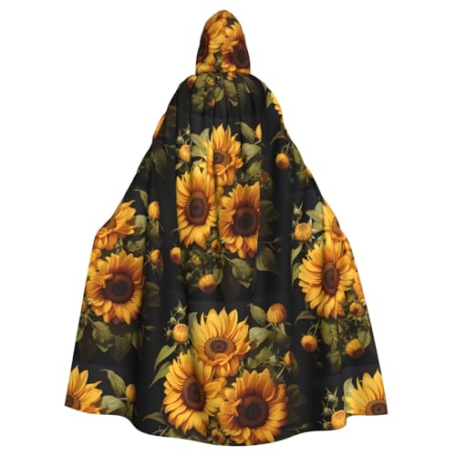 WDXIA Mit dem gelben Sonnenblumen-Kapuzenumhang Unisex festlicher und lustiger Umhang für Mottopartys, Halloween und besondere Anlässe, Einheitsgröße von WDXIA