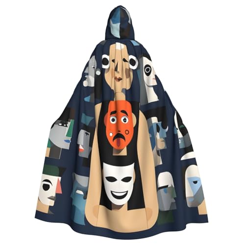 WDXQHY Abstrakte Maske für Erwachsene, Halloween-Umhang mit Kapuze, bequemer, elastischer Party-Umhang, perfekt für Kostüme, Cosplay, Halloween-Partys, Kapuzenumhang WDXQHY Abstrakte Maske für Erwachsene, Halloween-Umhang mit Kapuze, bequemer, elastischer Party-Umhang, perfekt für Kostüme, Cosplay, Halloween-Partys, Kapuzenumhang von WDXQHY