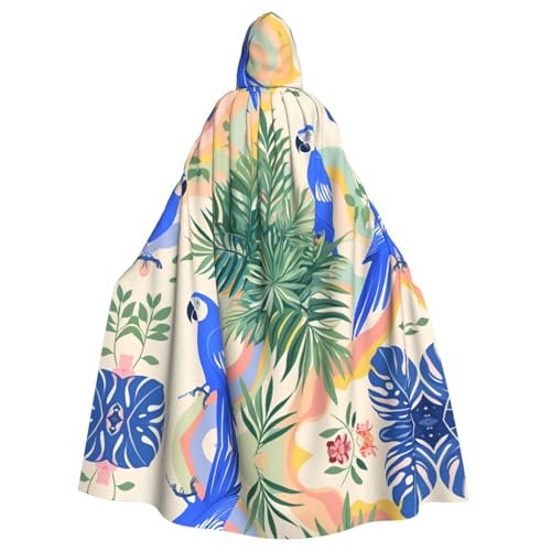 WDXQHY Blauer Papagei und Monstera, Halloween-Kapuzenumhang, Volldruck, Polyester, Kostüm, Umhang für Cosplay-Partys, Maskeraden, Comic-Cons, leicht, bequem, kein Juckreiz, Stoff mit Bindeverschluss WDXQHY Blauer Papagei und Monstera, Halloween-Kapuzenumhang, Volldruck, Polyester, Kostüm, Umhang für Cosplay-Partys, Maskeraden, Comic-Cons, leicht, bequem, kein Juckreiz, Stoff mit Bindeverschluss von WDXQHY